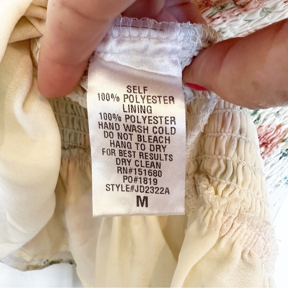 STORIA Womens Pastel Floral Smocked Chiffon Ruffle Teim Dress Long Sleeve Medium - Picture 4 of 11